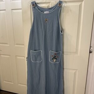 Teddi Vintage Cotton Gauze Dress Jumper Overall Cottagecore Minimalist L